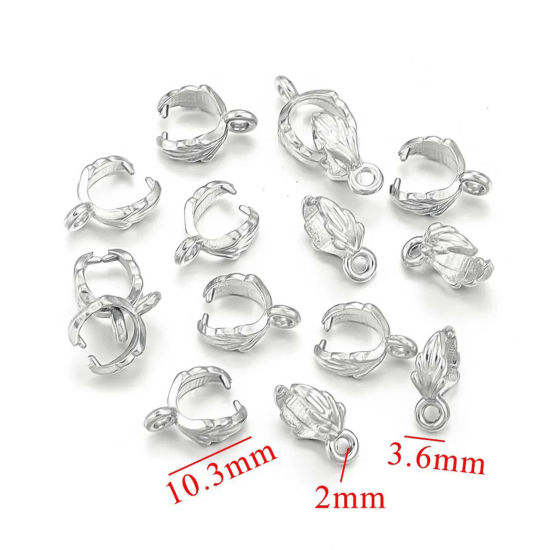 Image de 1 Pièce Fermoirs Pinces Bélière en 304 Acier Inoxydable Argent Mat 10mm x 3.5mm