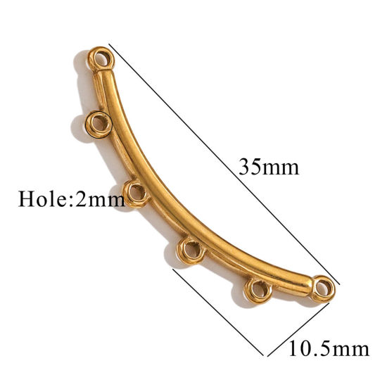 Picture of 2 PCs 304 Stainless Steel Boho Chic Bohemia Chandelier Connectors Gold Plated Curve 35mm x 10.5mm