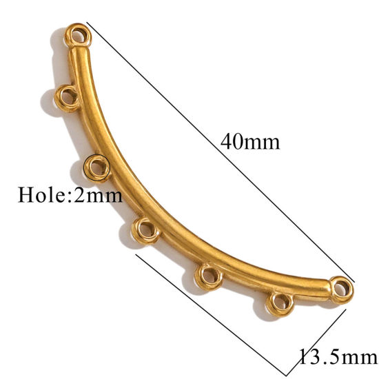 Picture of 2 PCs 304 Stainless Steel Boho Chic Bohemia Chandelier Connectors Gold Plated Curve 40mm x 13.5mm