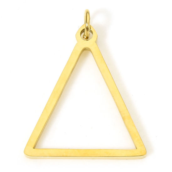 5 PCs Vacuum Plating 304 Stainless Steel Charms 18K Gold Plated Triangle With Jump Ring 20mm x 15mm の画像