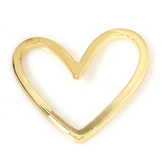 Image de 2 Pcs Connecteurs Pendentifs Breloques La Saint Valentin Respectueux de la Nature en Laiton Plaqué Or Véritable 14K Cœur Creux 13mm x 11mm