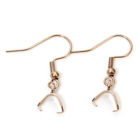 Picture of 10 PCs 304 Stainless Steel Ear Wire Hooks Earrings For DIY Jewelry Making Accessories With Pinch Clip