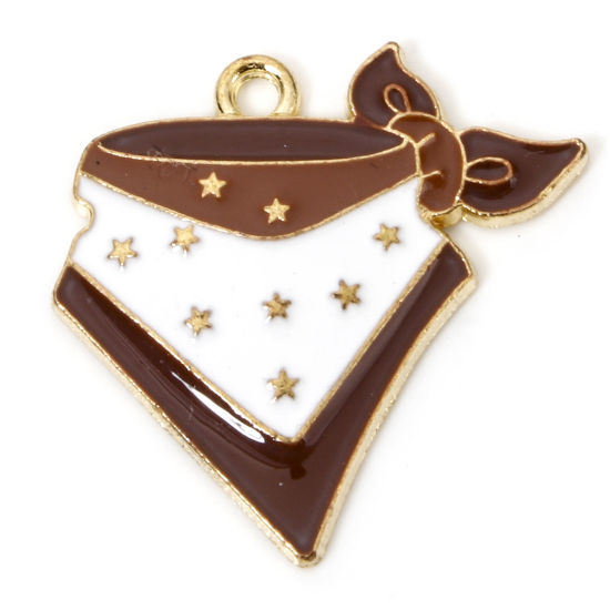Immagine di 10 Pz Lega di Zinco Cowboy dell'Ovest Ciondoli Oro Placcato Colore del Caffè Sciarpa Stella Smalto 26mm x 25mm