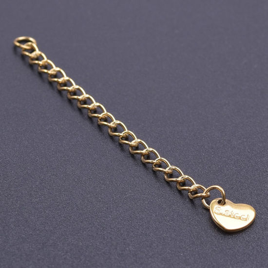 Bild von 5 Strange Vakuumbeschichtung 304 Edelstahl Verlängerungskette Extender Kette Für Halskette oder Armband 18K Gold Plattiert 6cm lang, Nutzbare Kettenlänge: 5cm