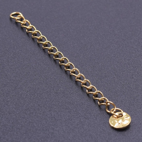 Bild von 5 Strange Vakuumbeschichtung 304 Edelstahl Verlängerungskette Extender Kette Für Halskette oder Armband 18K Gold Plattiert 6cm lang, Nutzbare Kettenlänge: 5cm