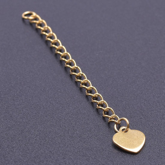 Bild von 5 Strange Vakuumbeschichtung 304 Edelstahl Verlängerungskette Extender Kette Für Halskette oder Armband 18K Gold Plattiert 6.2cm lang, Nutzbare Kettenlänge: 5cm