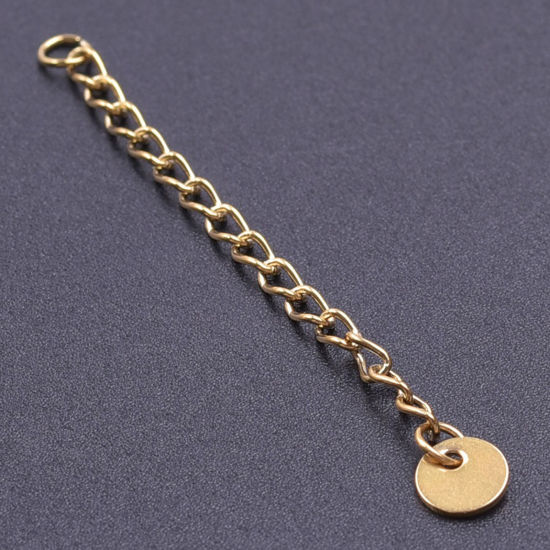 Bild von 5 Strange Vakuumbeschichtung 304 Edelstahl Verlängerungskette Extender Kette Für Halskette oder Armband 18K Gold Plattiert 6cm lang, Nutzbare Kettenlänge: 5cm