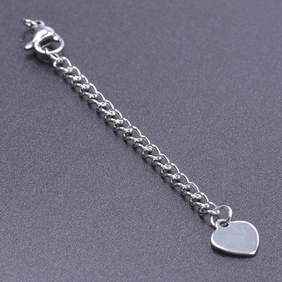 Picture of 5 PCs 304 Stainless Steel Extender Chain For Necklace Bracelet Jewelry Making Silver Tone With Lobster Claw Clasp 7.2cm(2.8") long, Usable Chain Length: 5cm(2")