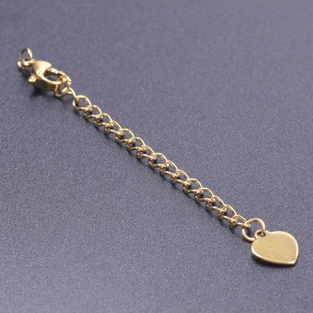 Picture of 5 PCs Vacuum Plating 304 Stainless Steel Extender Chain For Necklace Bracelet Jewelry Making 18K Gold Plated With Lobster Claw Clasp 7.2cm(2.8") long, Usable Chain Length: 5cm(2")