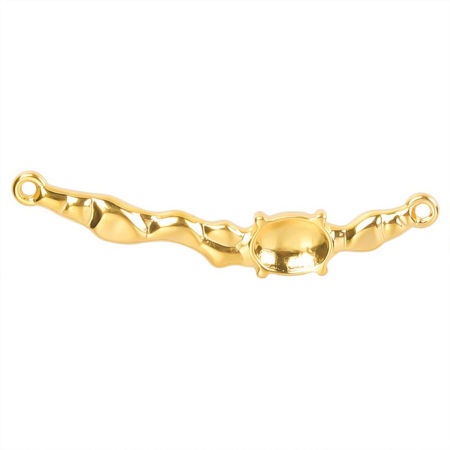 Immagine di 1 Pz Placcatura Sottovuoto 304 Acciaio Inossidabile Pendenti Charms Connettori Arco Placcato Oro 18K Basi per Cabochon (Adatto: 7mm x 5mm) 4.3cm x 0.7cm