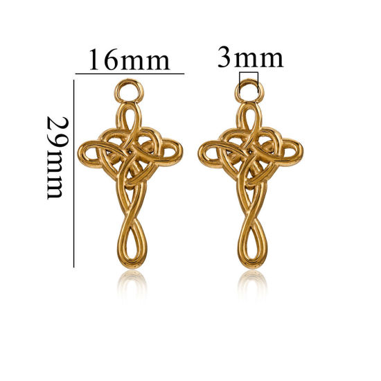Immagine di 1 Pz Placcatura Sottovuoto 304 Acciaio Inossidabile Ciondoli Nodo Celtico Placcato Oro 18K 29mm x 16mm