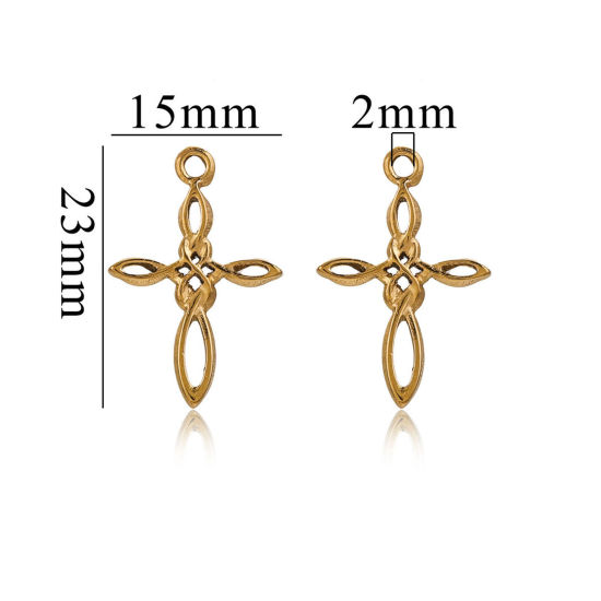 Immagine di 1 Pz Placcatura Sottovuoto 304 Acciaio Inossidabile Ciondoli Nodo Celtico Placcato Oro 18K 23mm x 15mm