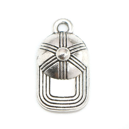 40 PCs Zinc Based Alloy Sport Charms Antique Silver Color Baseball Cap 20mm x 10mm