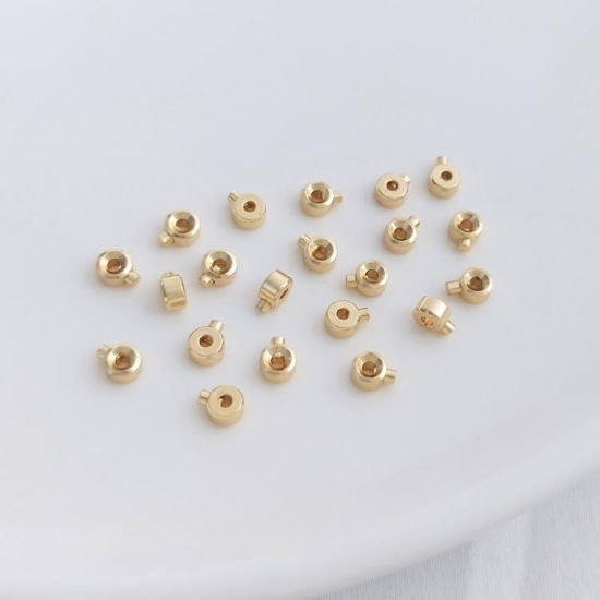 Imagen de 5 Unidades Respetuoso del Medio Ambiente Latón Fermalltas Para Abalorios Para Terminales De Pulseras Y Collares Accesorios Para Hacer Joyas Barril 14K Oro Real Chappado 3mm x 2mm
