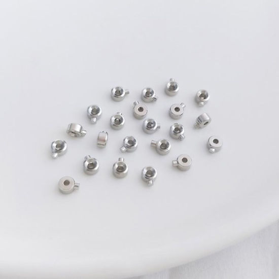 Imagen de 5 Unidades Respetuoso del Medio Ambiente Latón Fermalltas Para Abalorios Para Terminales De Pulseras Y Collares Accesorios Para Hacer Joyas Barril Platino Real Chapado 3mm x 2mm