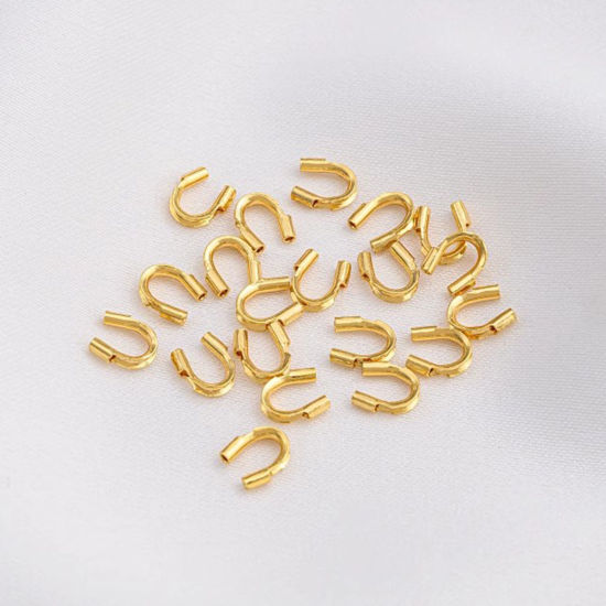 Image de 10 Pcs Fermoirs Forme Arc en Laiton Respectueux de la Nature Plaqué Or Véritable 18K 5mm x 4mm