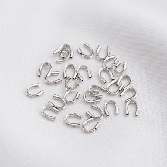 Image de 10 Pcs Fermoirs Forme Arc en Laiton Respectueux de la Nature Plaqué Platine Véritable 5mm x 4mm