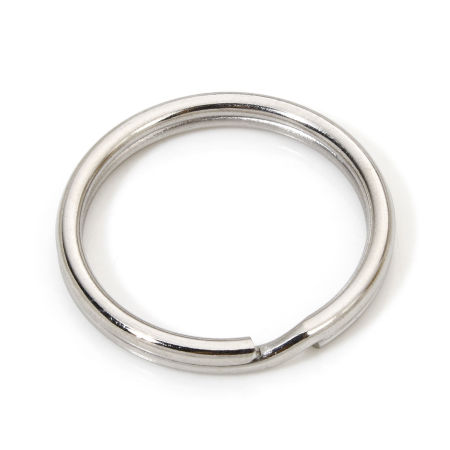 Bild von 10 Stück 304 Edelstahl Schlüsselkette & Schlüsselring Rund Silberfarbe 28mm D.