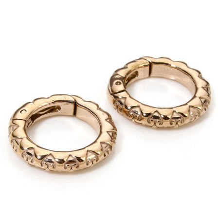 Picture of 1 Piece Eco-friendly PVD Vacuum Plating 304 Stainless Steel Connectors Clasp For DIY Jewelry Making Circle Ring Fleur-De-Lis Rose Gold Vintage 22mm Dia.