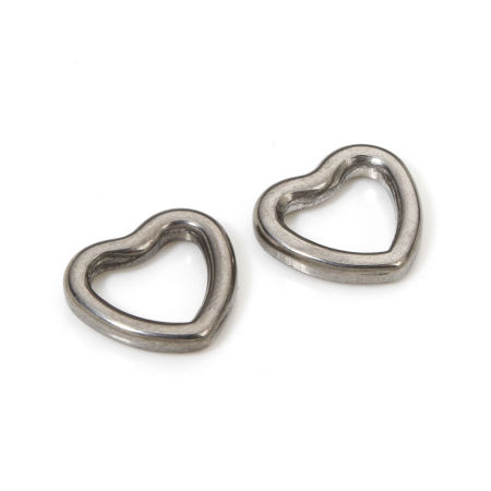 Bild von 5 Stück 11mm x 10mm, 2mm 304 Edelstahl Geschlossen Sprungringe für die Schmuckherstellung Silberfarbe Herz
