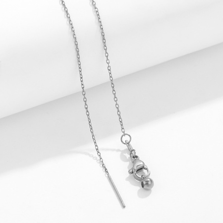 Picture of Wholesale Link Cable Chain Adjustable Slider/ Slide Bolo Necklace, Silver Tone 304 Stainless Steel, Unisex Minimalist Gift Jewelry For Retailer, 44cm(17.3") long, Chain Size: 1mm, 1 Piece