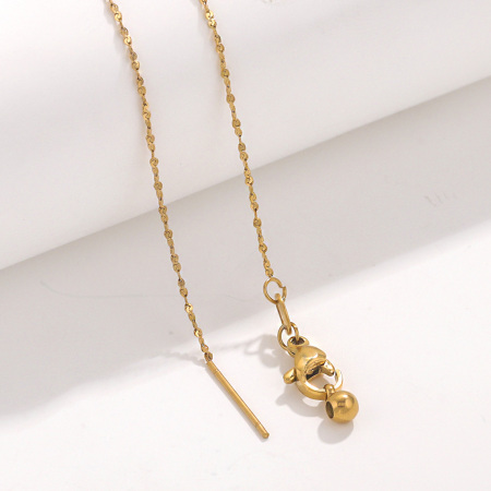 Picture of Wholesale Textured Chain Adjustable Slider/ Slide Bolo Necklace, 18K Gold Plated 304 Stainless Steel, Unisex Eco-friendly PVD Vacuum Plating Minimalist Gift Jewelry For Retailer, 44cm(17.3") long, Chain Size: 1.1mm, 1 Piece