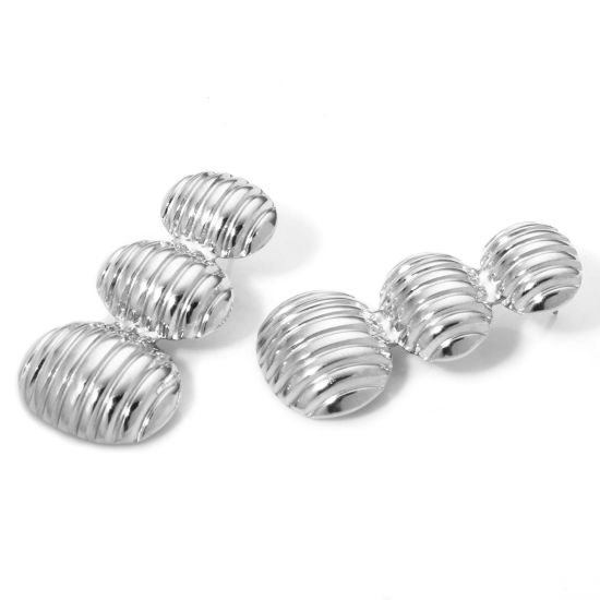 Immagine di 1 Paio 304 Acciaio Inossidabile Orecchini a Perno Tono Argento Geometrica Con Tappi 39mm x 19.5mm, Posta / Filo Dimensione: (21 misura)