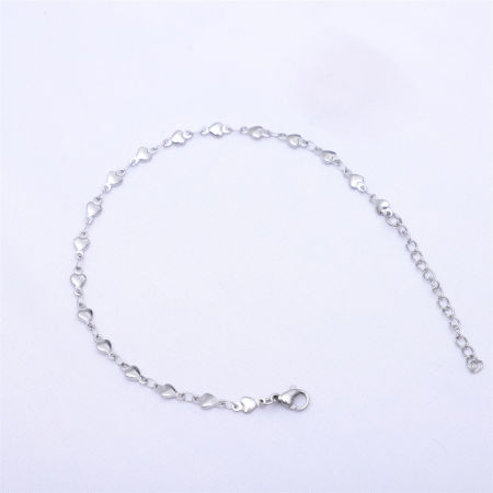 Picture of Wholesale Heart 304 Stainless Steel Handmade Link Chain Bracelets, Silver Tone Eco-friendly, Women's Ins Style Gift Jewelry Supply, 17cm(6.7") long, 1 Piece