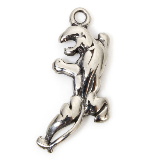 2 PCs 304 Stainless Steel Charms Antique Silver Color Lizard 24mm x 12mm の画像