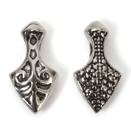 Picture of 2 PCs 304 Stainless Steel Charms Antique Silver Color Arrowhead 15.5mm x 8mm