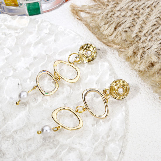 Bild von 5 Stück Messing Geometrisch Steckverbinder Charms Anhänger Unregelmäßig Oval 18K Gold Plattiert Hohl 18mm x 15.5mm