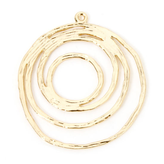 Picture of 2 PCs Brass Geometric Charms 18K Gold Plated Irregular Circle Hollow 29mm x 26mm