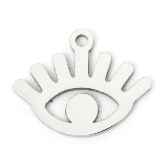 Immagine di 5 Pz Ecologico 201 Acciaio Inossidabile Religione Ciondoli Occhi Tono Argento Filigrana 17mm x 13.5mm