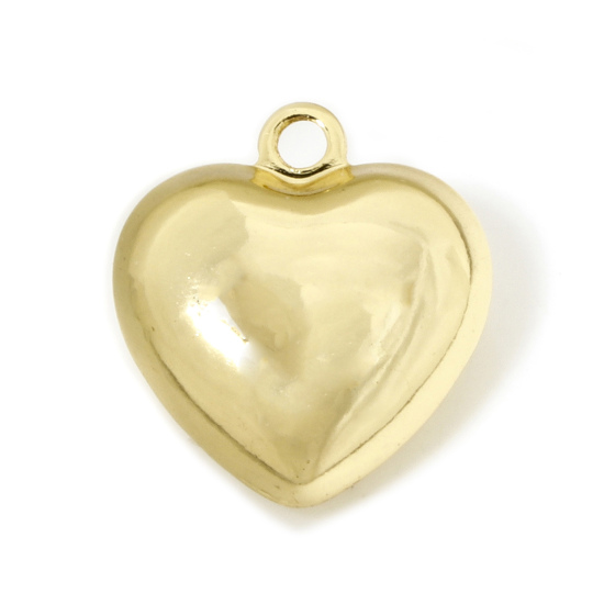 Picture of 1 Piece Eco-friendly Brass Valentine's Day Charm Pendant 18K Real Gold Plated Heart 3D 23mm x 21mm