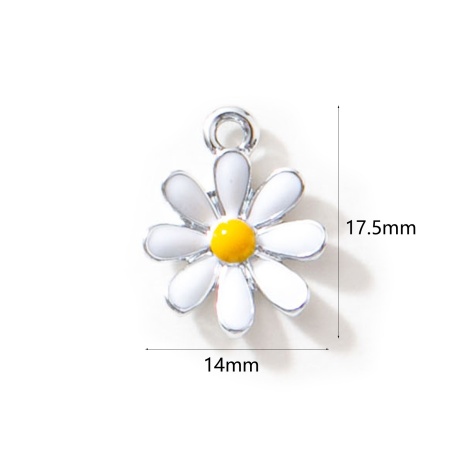 Picture of Zinc Based Alloy Charms Daisy Flower Enamel 17.5mm x 14mm