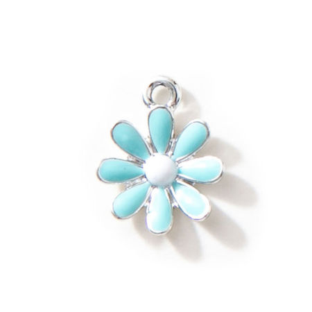 Picture of Zinc Based Alloy Charms Daisy Flower Enamel 17.5mm x 14mm