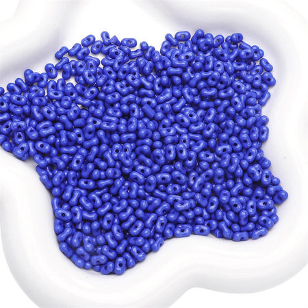 Picture of 10 Grams (Approx 20 PCs/Gram) Acrylic Farfalle Seed Beads Peanut Royal Blue Opaque About 6mm x 4mm