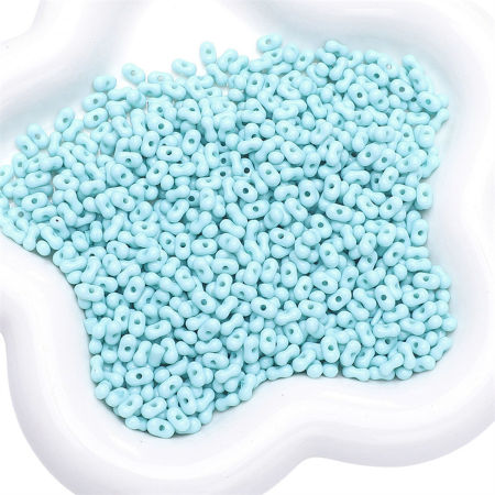 Picture of 10 Grams (Approx 20 PCs/Gram) Acrylic Farfalle Seed Beads Peanut Blue Opaque About 6mm x 4mm