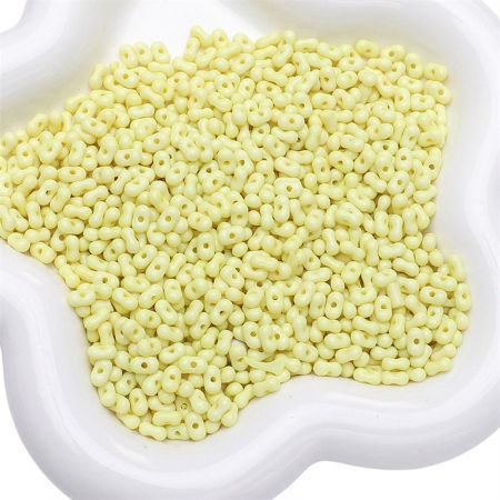 Picture of 10 Grams (Approx 20 PCs/Gram) Acrylic Farfalle Seed Beads Peanut Yellow Opaque About 6mm x 4mm