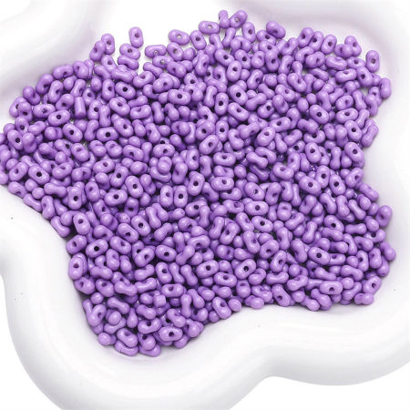 Picture of 10 Grams (Approx 20 PCs/Gram) Acrylic Farfalle Seed Beads Peanut Purple Opaque About 6mm x 4mm