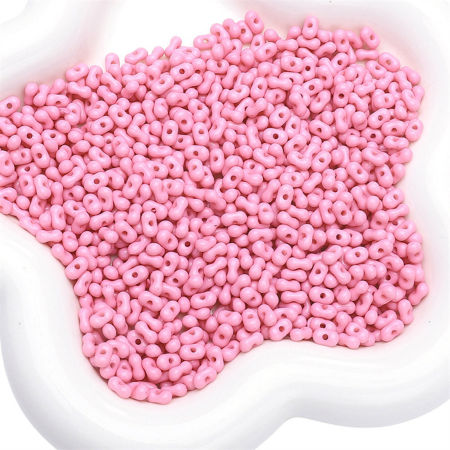 Picture of 10 Grams (Approx 20 PCs/Gram) Acrylic Farfalle Seed Beads Peanut Dark Pink Opaque About 6mm x 4mm