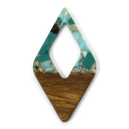 Imagen de 2 Unidades Madera+Resina Resina de Efecto Madera Colgantes Azul Diamond Astillas de Grava 4.8cm x 2.6cm