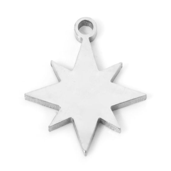 Picture of 2 PCs 304 Stainless Steel Cut Out Charms Silver Tone Star Double-sided Polishing 14mm x 11.5mm