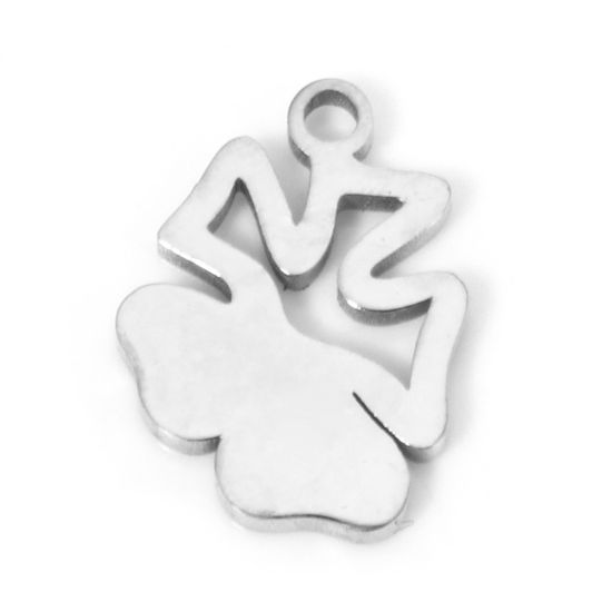 Picture of 2 PCs 304 Stainless Steel Cut Out Charms Silver Tone Bell Double-sided Polishing 13mm x 10mm