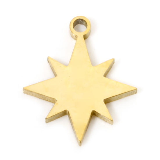 Imagen de 2 Unidades Recubrimiento al Vacío PVD Ecológico 304 Acero Inoxidable Galaxia Colgantes Chapado en Oro de 18K Estrella Pulido de Doble Cara 14mm x 11.5mm