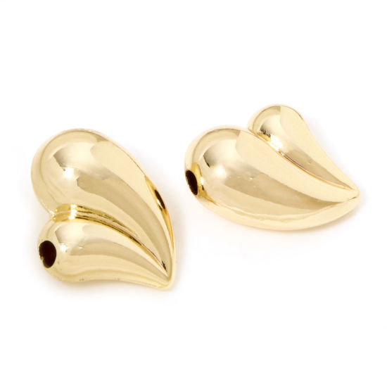 Picture of 1 Piece Eco-friendly Brass Valentine's Day Charms 18K Real Gold Plated Heart 3D 21mm x 18mm