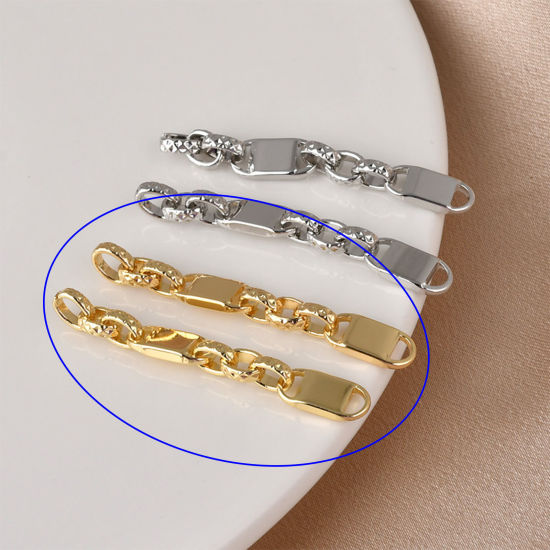 Picture of 1 Piece Brass Connectors Charms Pendants Link Chain 14K Gold Plated 5cm x 0.6cm