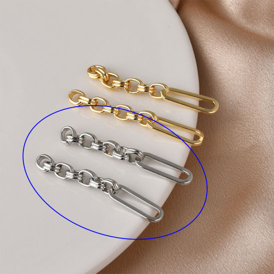 Picture of 1 Piece Brass Connectors Charms Pendants Link Chain Platinum Plated 5cm x 0.7cm