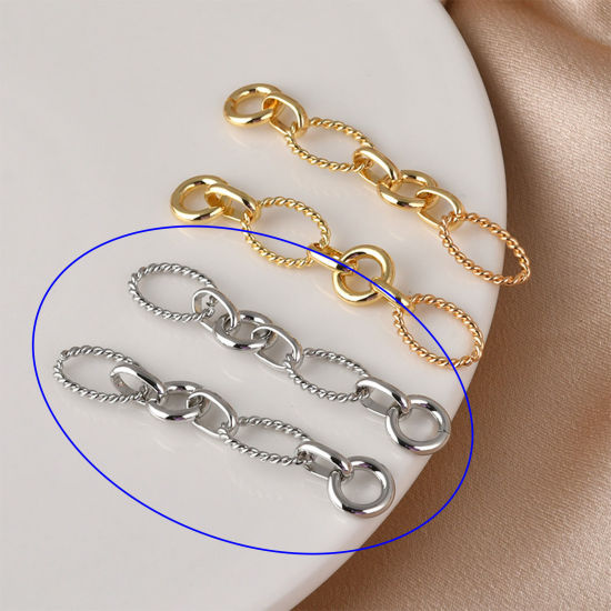 Picture of 1 Piece Brass Connectors Charms Pendants Link Chain Platinum Plated 6cm x 1cm