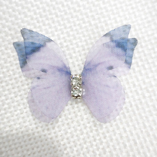 Picture of 20 PCs Polyester Ethereal Butterfly DIY Handmade Craft Materials Accessories Blue Violet Butterfly Animal Multilayer 3cm